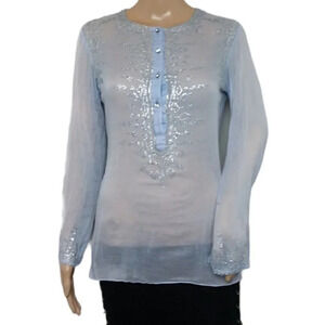 Monisha Jaising For Tabla Sequin Blue Sheer Top